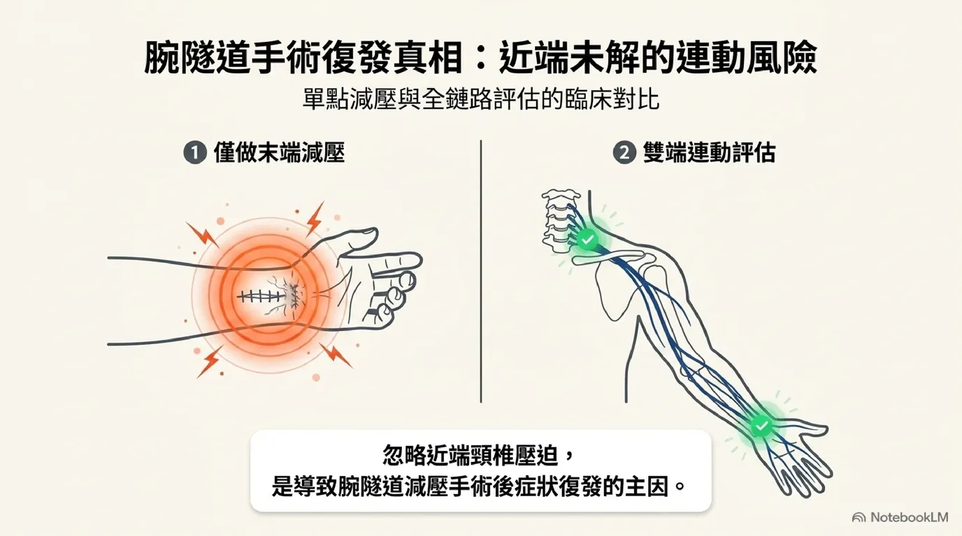 單側手術 vs. 近端連動評估成功率對比圖 (Local Repair vs Full-Pipe Triage)