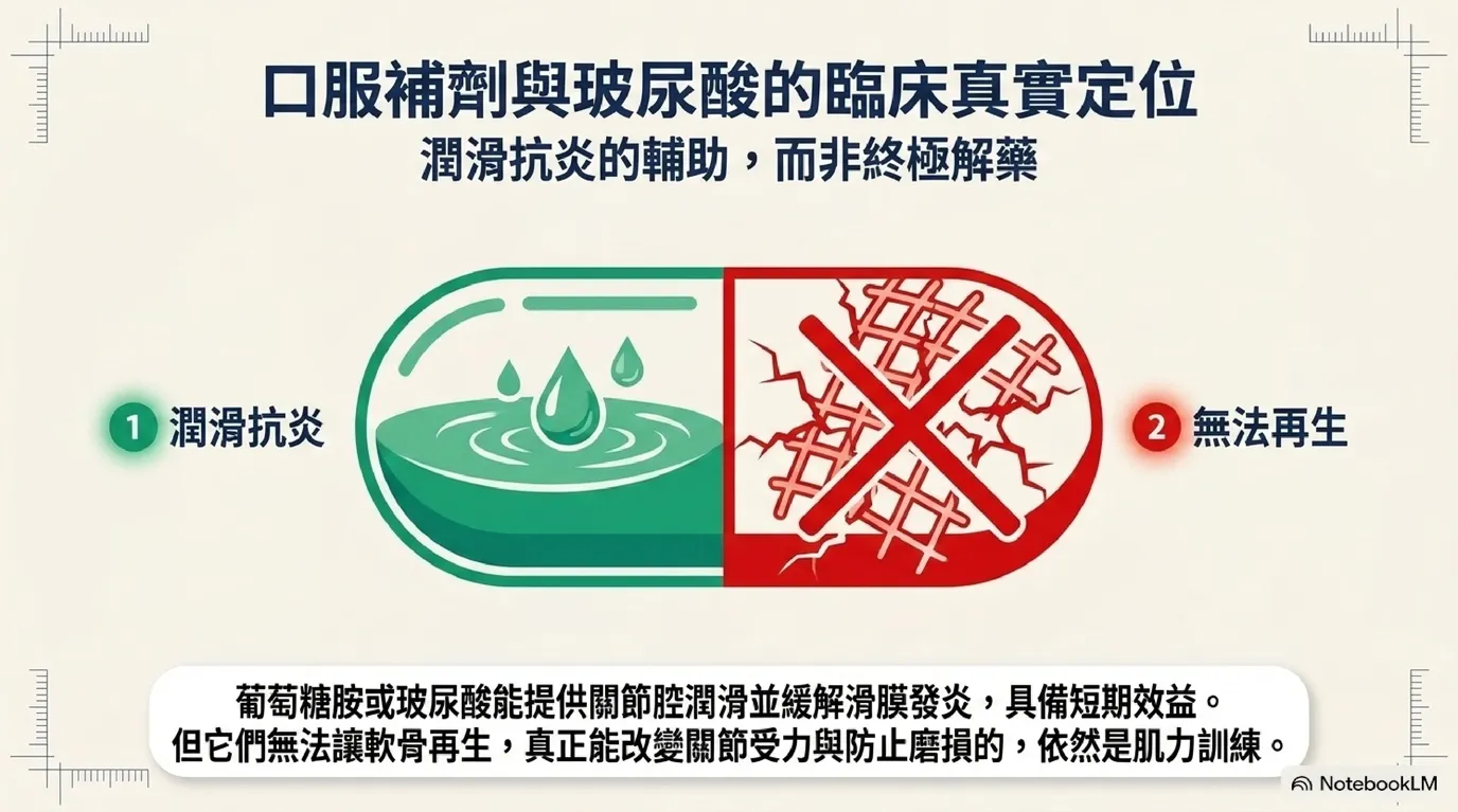 口服補劑真相:關節潤滑緩解與無法再生軟骨圖