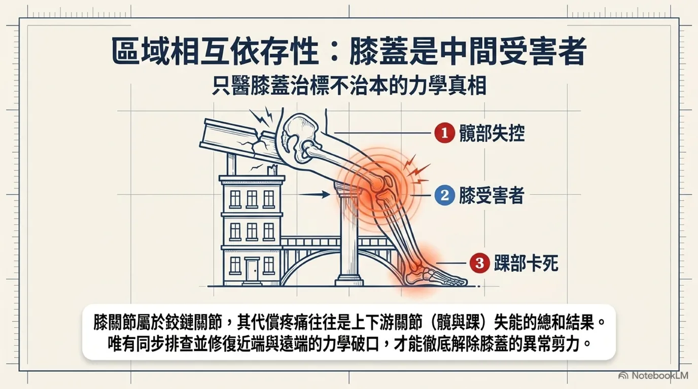 區域相互依存性:膝蓋作為髖與踝之間的夾心受害者